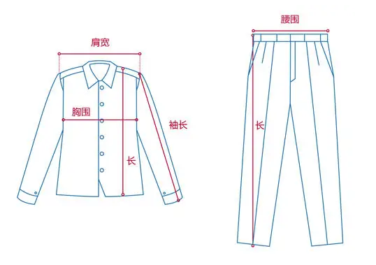 定做工作服測量展示圖，短袖工作服定做，冬季工作服定做